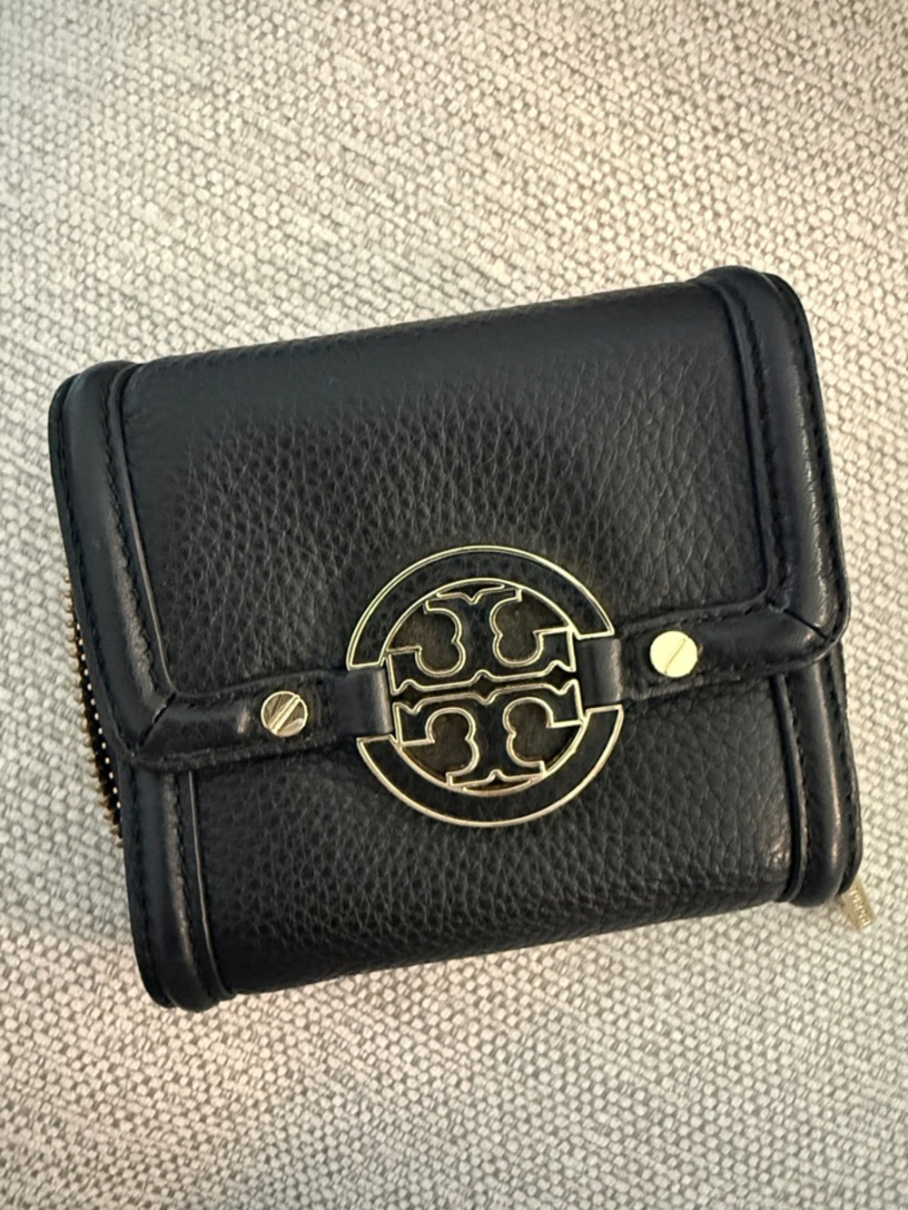 Tory Burch Black Leather Bi-Fold Card Wallet